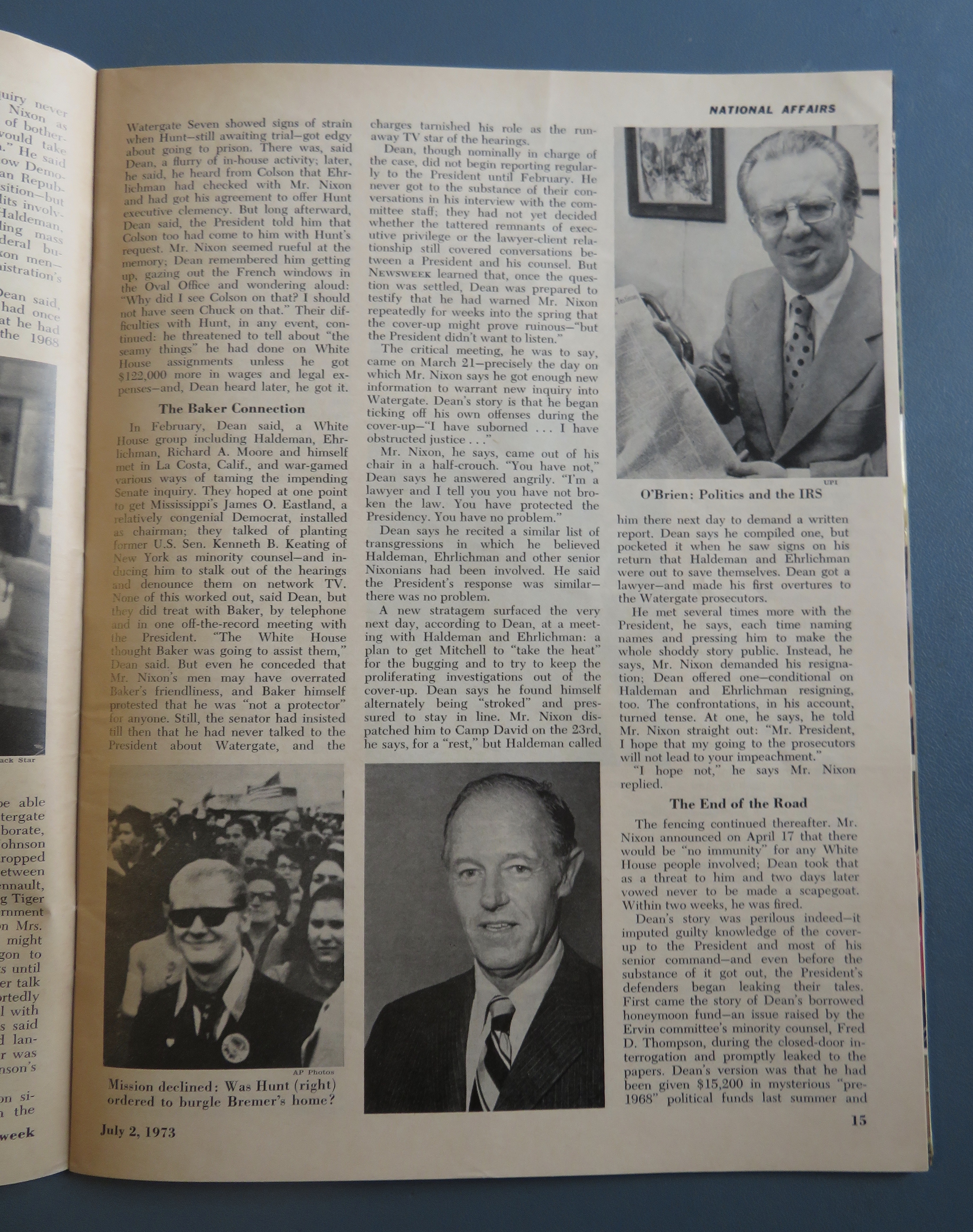 Newsweek Magazine July 2, 1973 John Dean: The Accuser