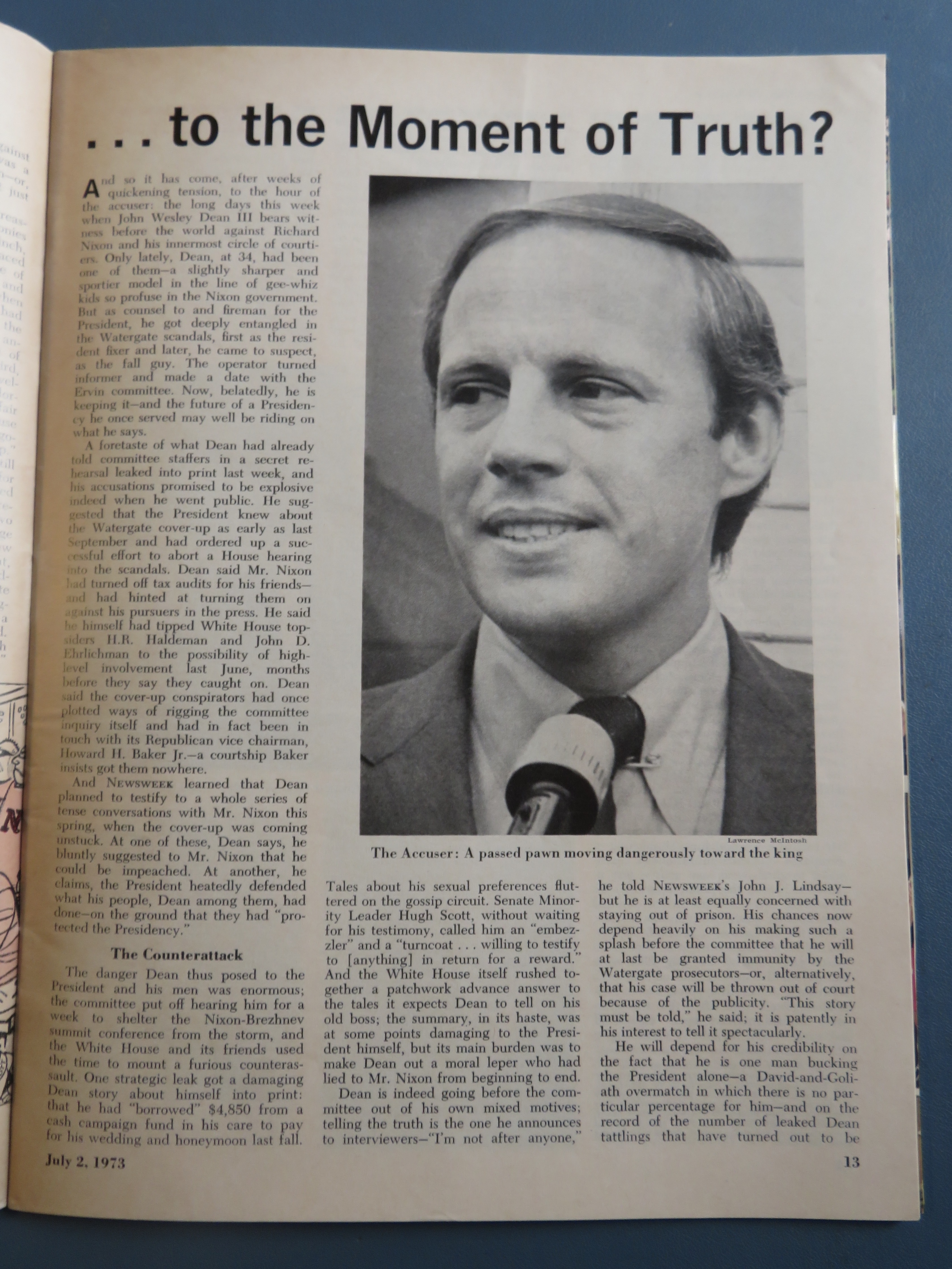 Newsweek Magazine July 2, 1973 John Dean: The Accuser
