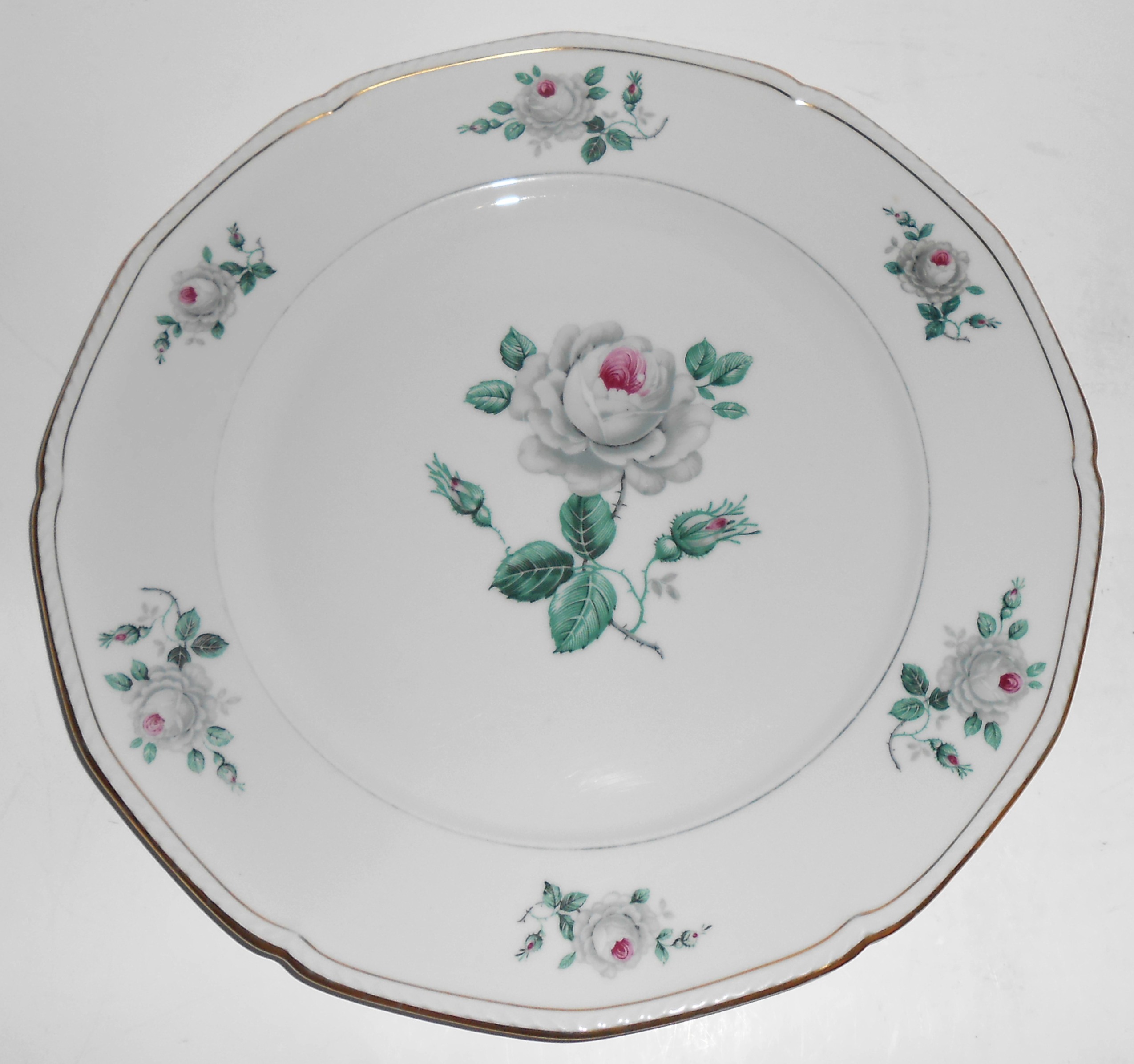 Royal Tettau Porcelain China White Rose Dinner Plate!