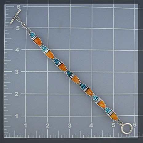 Navajo Inlays Sterling Kingman Turquoise Silver Bracele