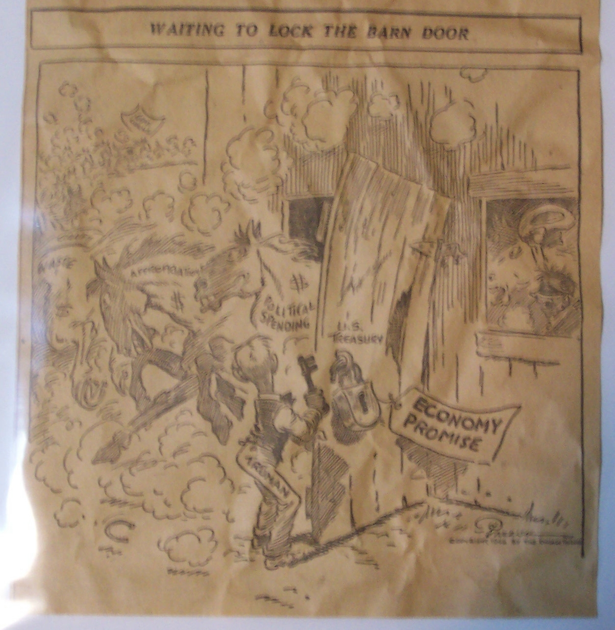 Political Cartoon - 1946 Waiting to Lock the Barn Door