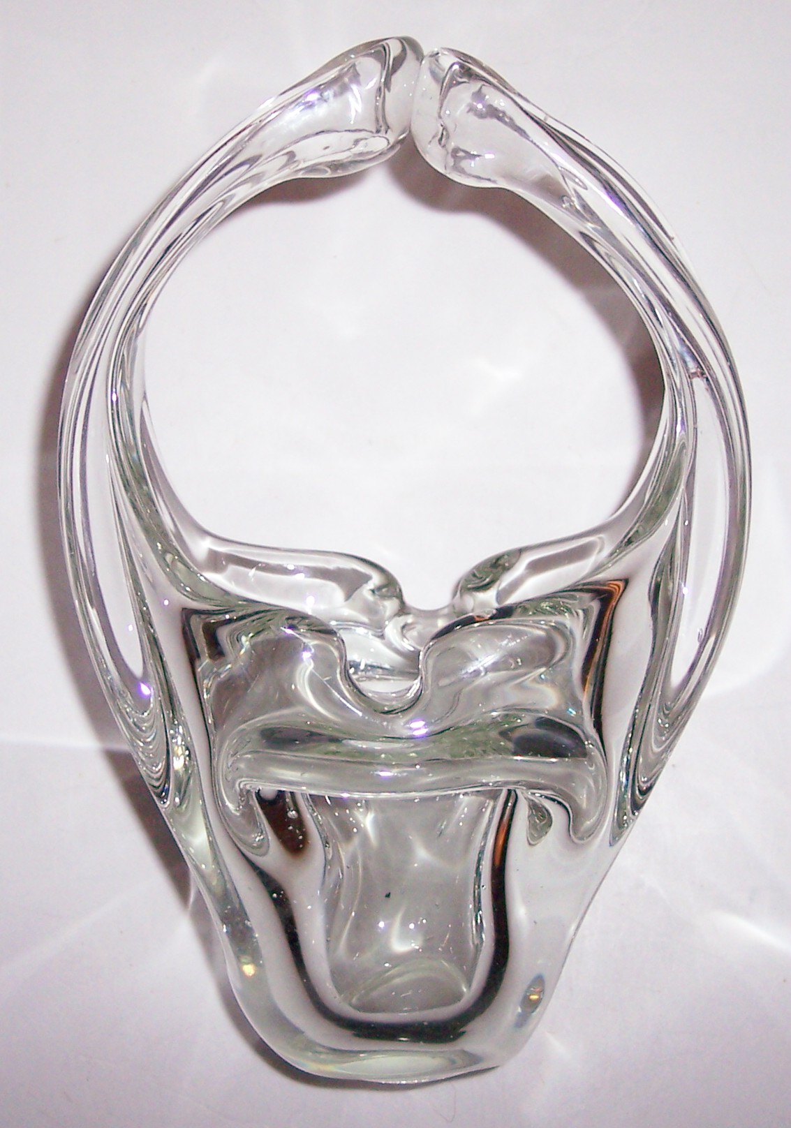 Murano Glass Clear Large Looping Handle Ashtray!