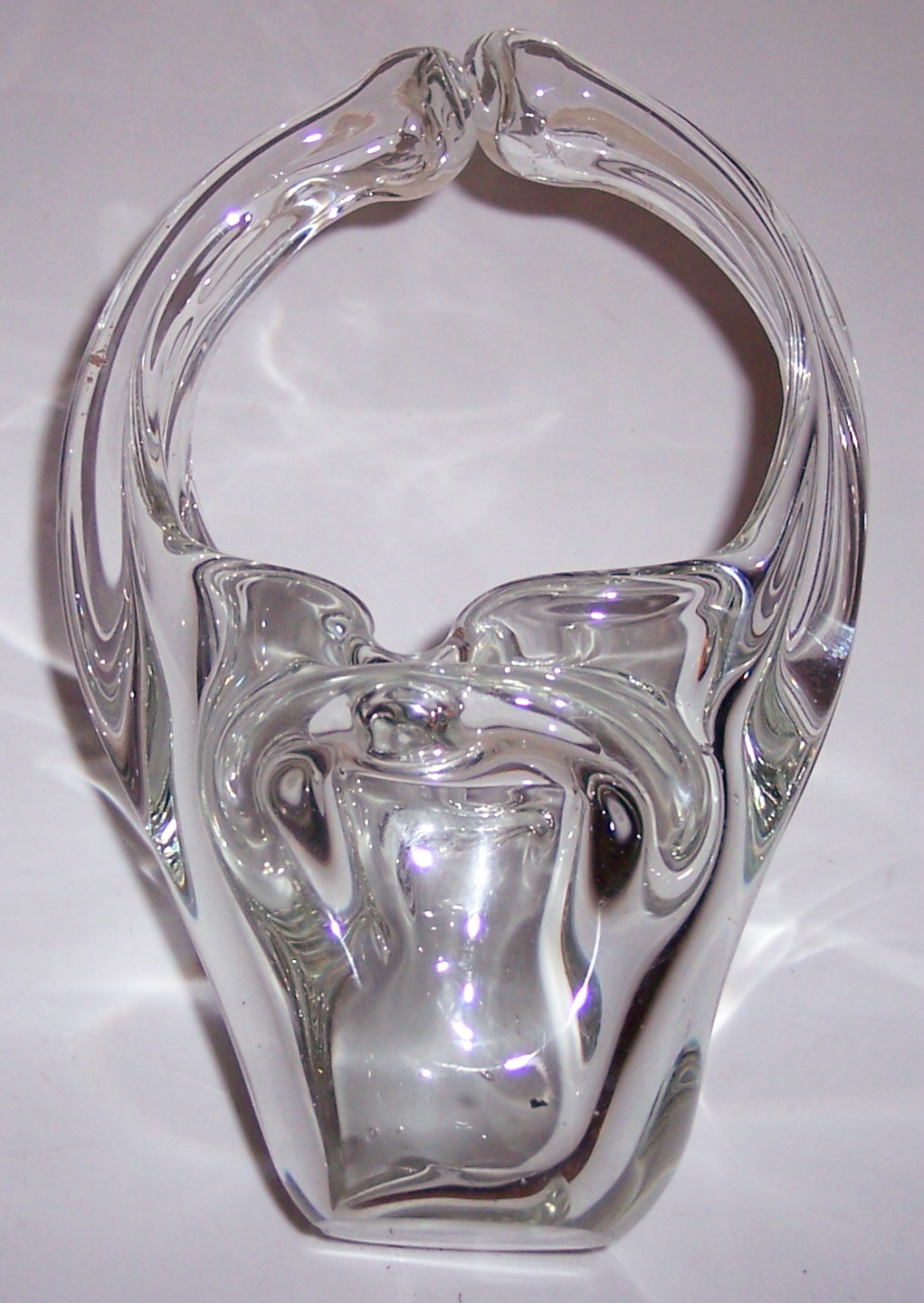 Murano Glass Clear Large Looping Handle Ashtray!