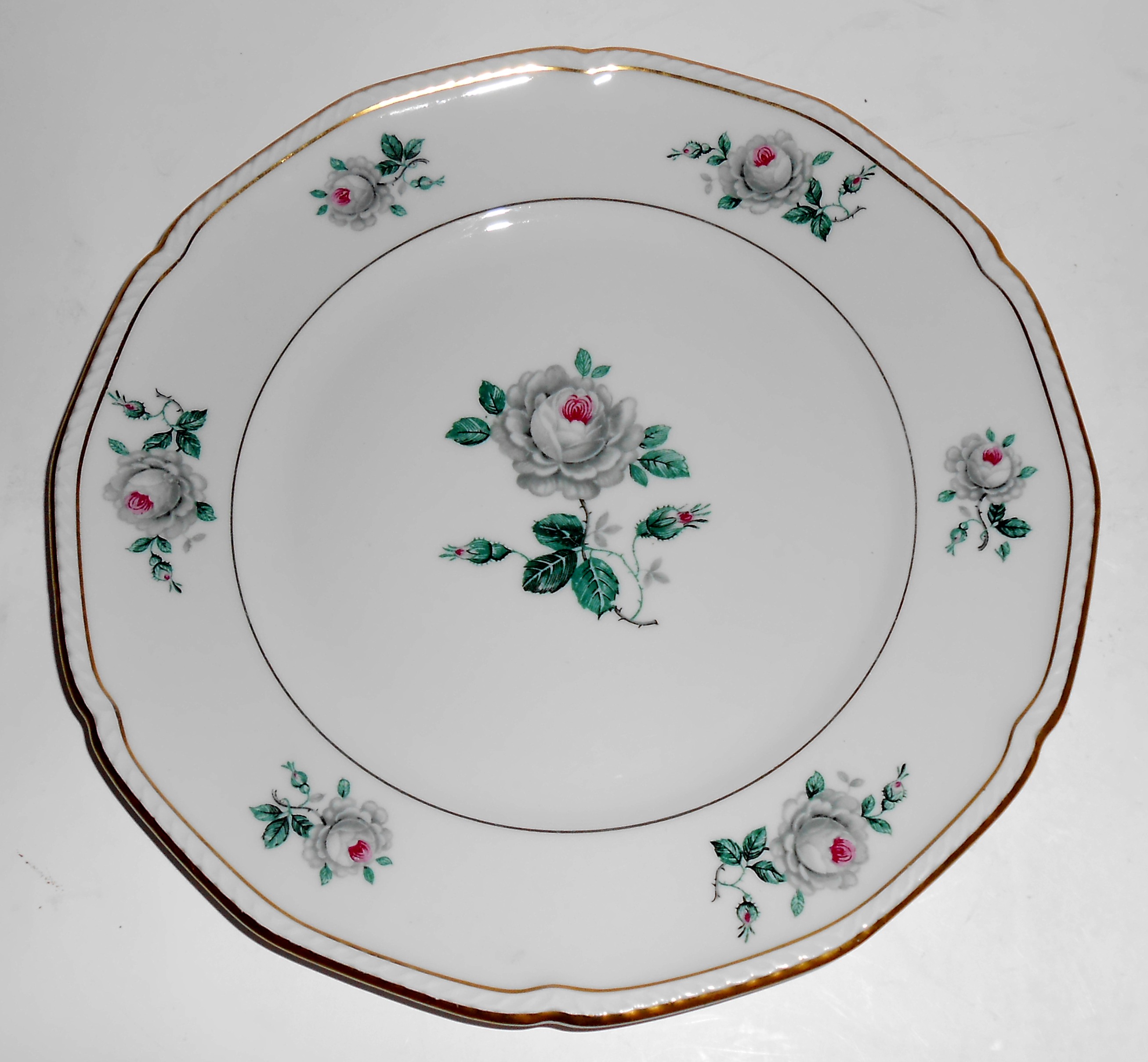 Royal Tettau Porcelain China White Rose Salad Plate!