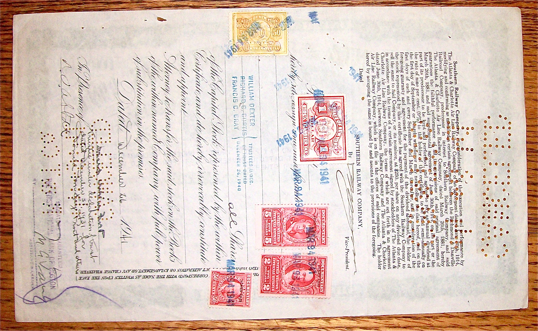 1932 Atlanta & Charlotte Air Line Railway Company Stock
