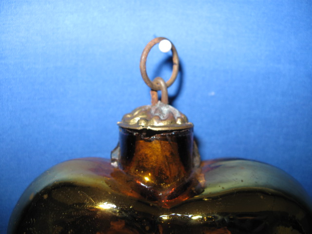 Christmas Gold Glass Hand Blown Heart Ornament  4 Inch