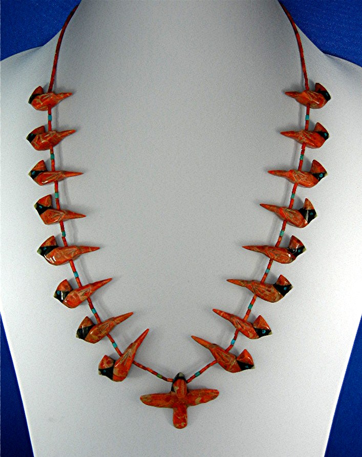 Carved Apple Coral Fetish Birds Matt Mitchell Turquoise