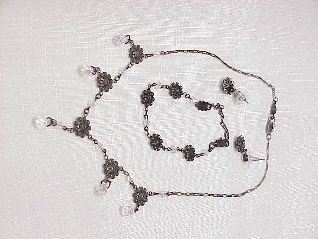 Bellagio Crystal Rhinestone Necklace, Earrings And Bracelet Set