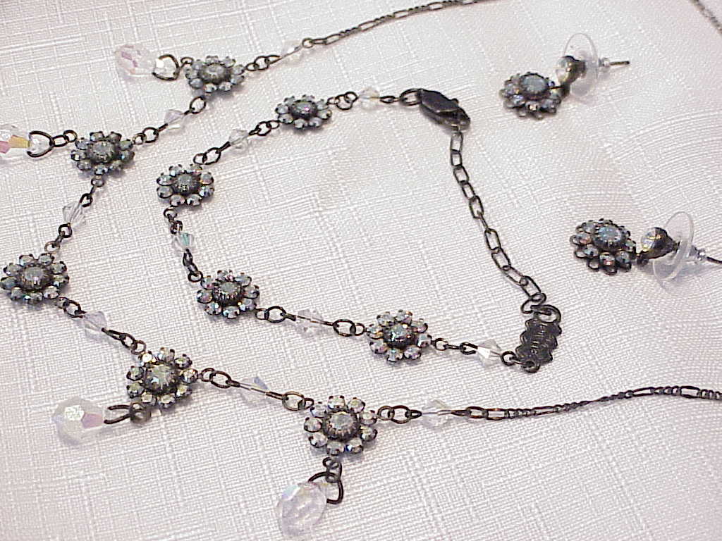 Bellagio Crystal Rhinestone Necklace, Earrings And Bracelet Set