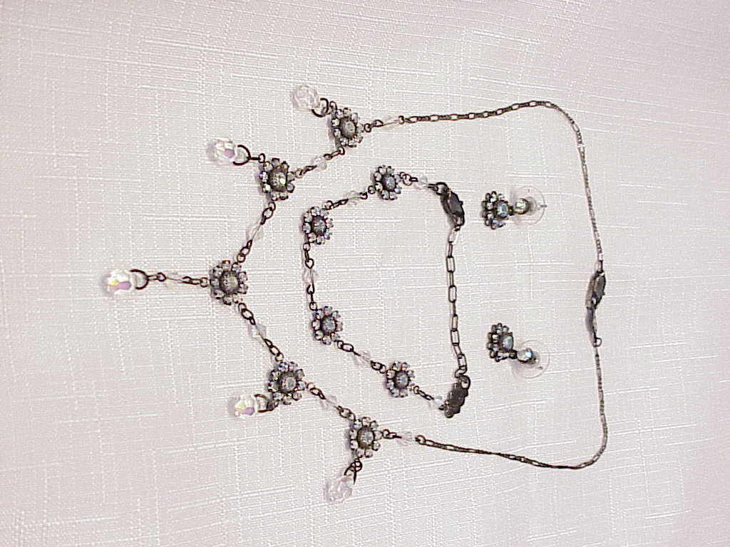 Bellagio Crystal Rhinestone Necklace, Earrings And Bracelet Set