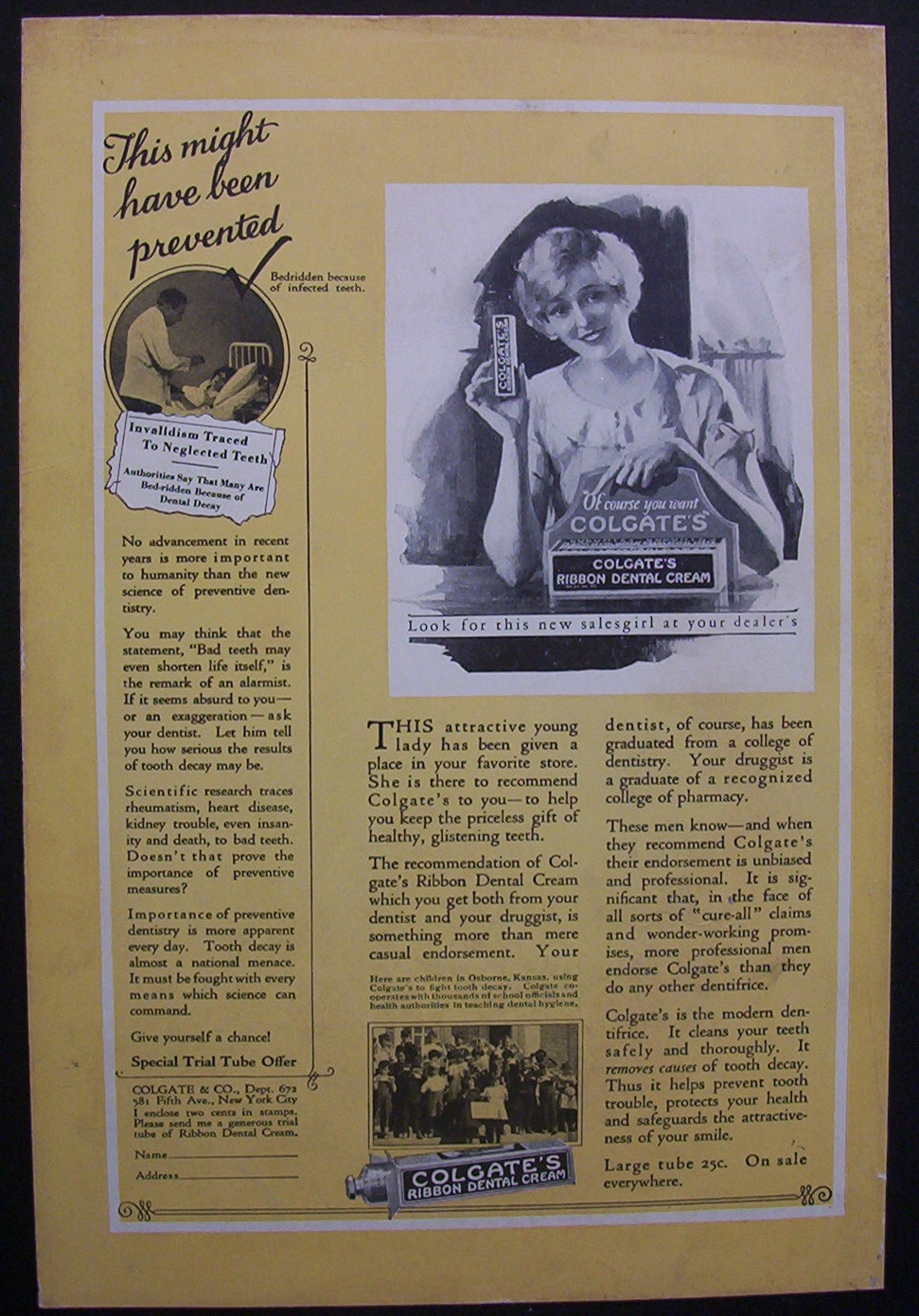 1926 Colgate Ribbon Dental Cream w/Woman & Box