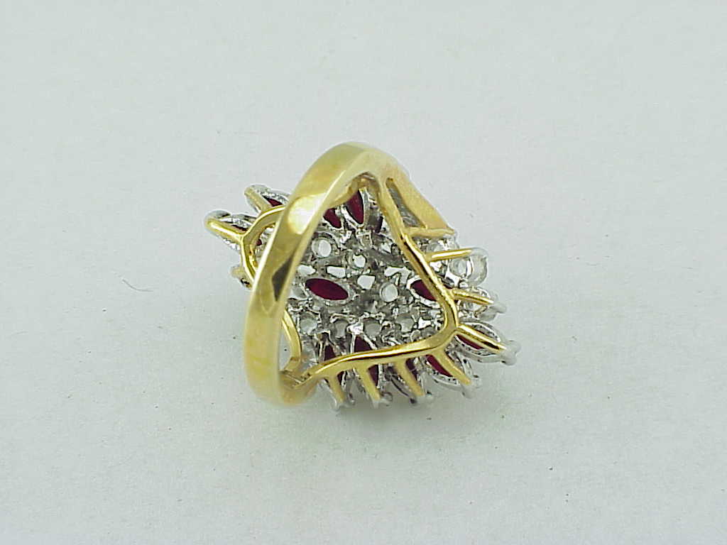Dark Ruby Red And Clear Rhinestone Cluster Ring Size 6-1/2-7