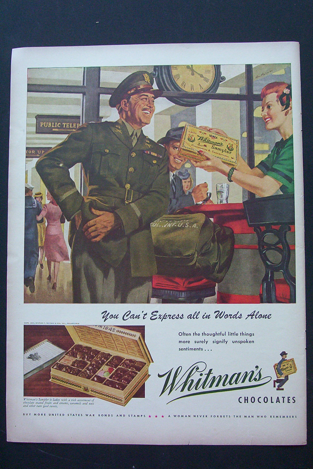 1943 Whitman's Chocolates with Lady Giving Box of Candy