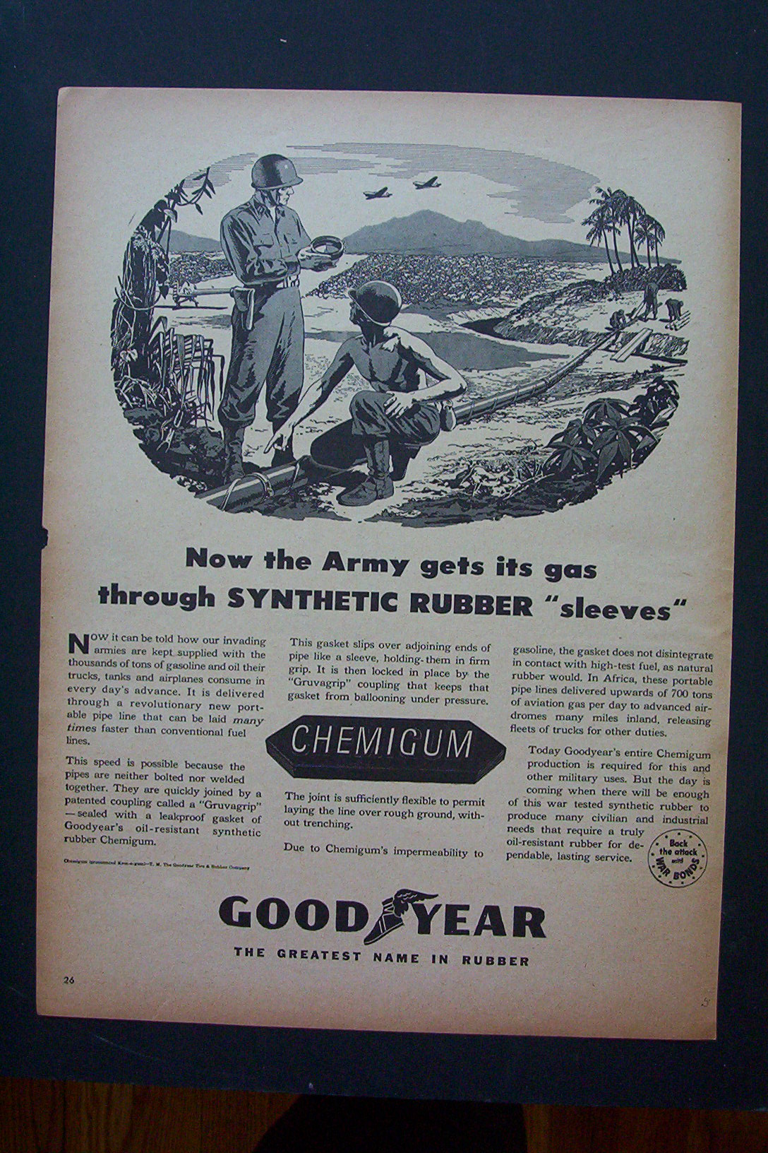 1943 Goodyear Chemigum with 2 Soldiers Talking