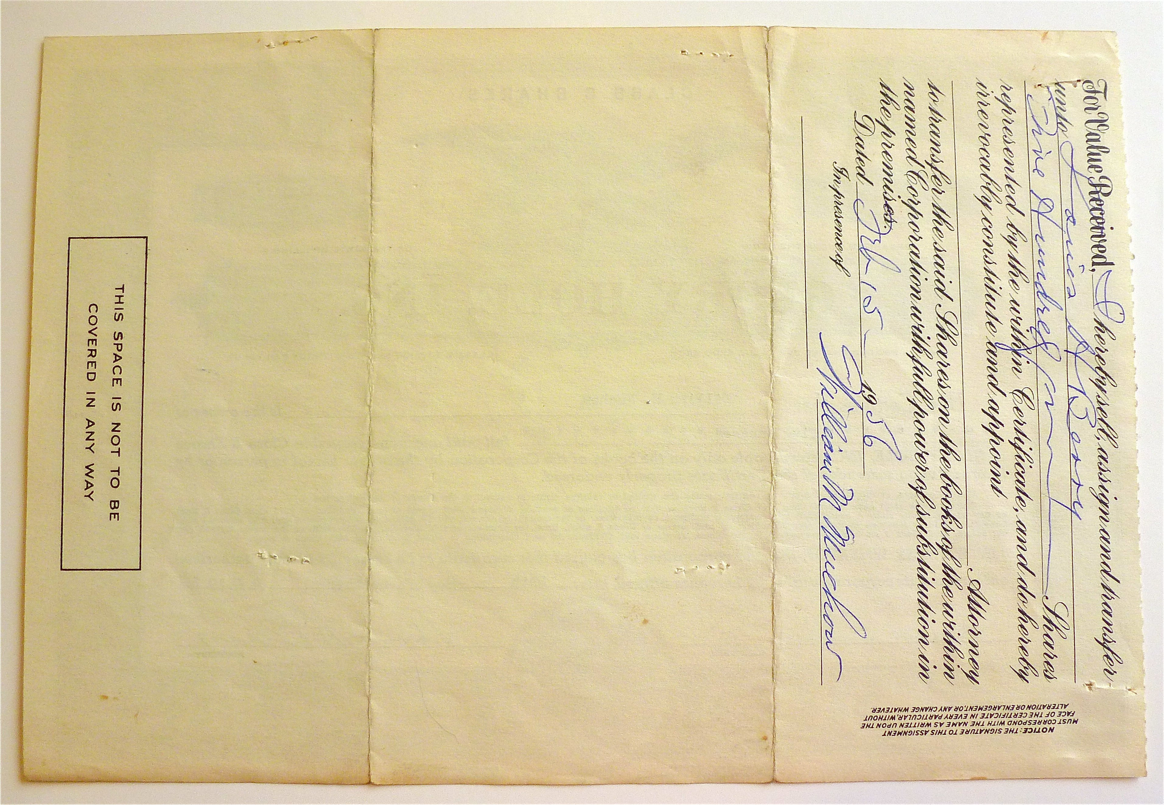 1955 Glory Hole Stock Certificate