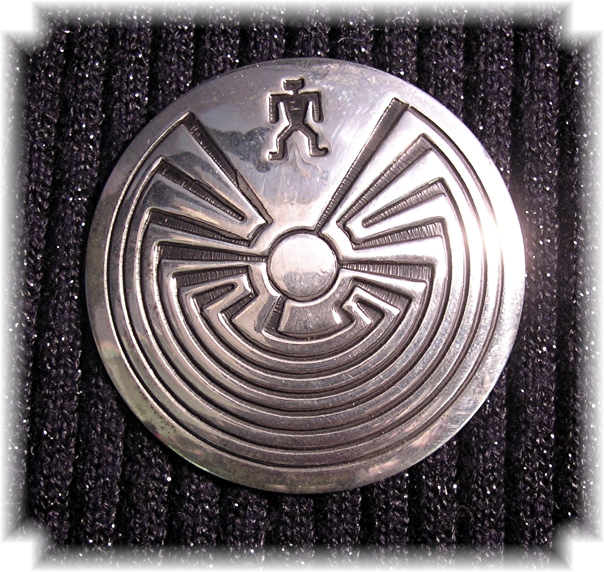 1 3/4 Sterling Silver Ethnic Brooch