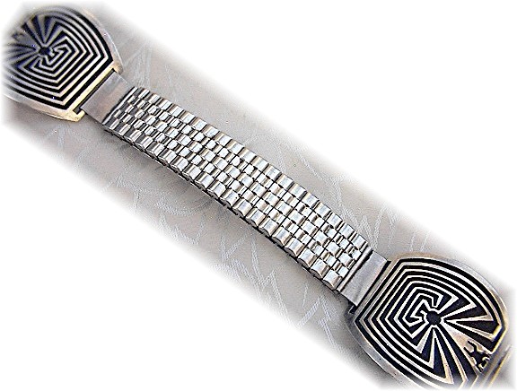 Sterling Silver Maze of life Signed CL Watch Band