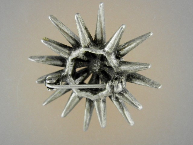 Crystal Silver Tone Starburst Pin