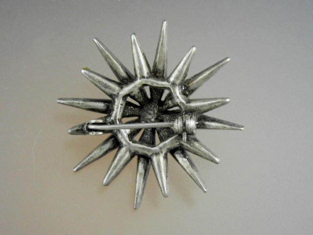 Crystal Silver Tone Starburst Pin