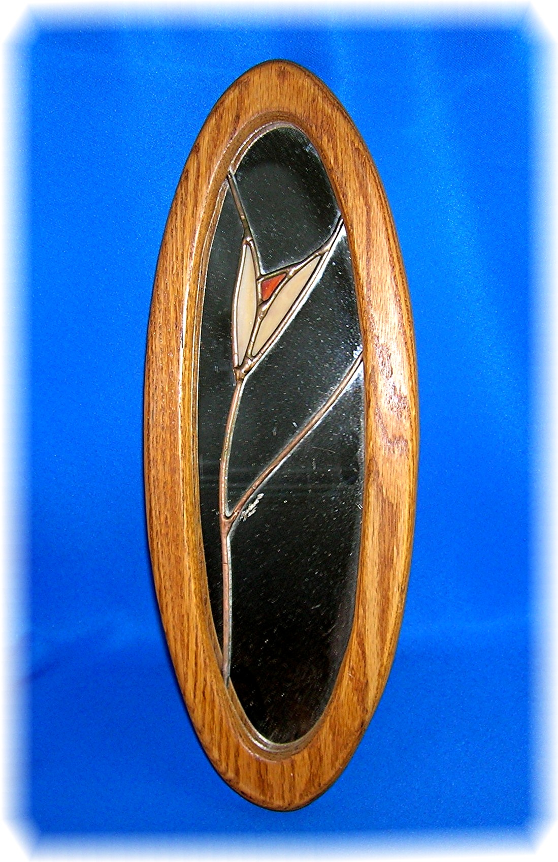 Signed Stained Glass Mirror Framed. . . .