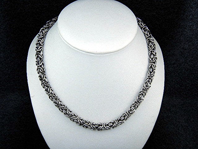 Indonesia Sterling Silver Bizantine Necklace 96 Grams