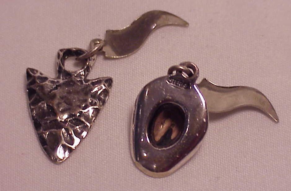 2 Arizona Souvenir Travel Sterling Silver Charms Cowboy Hat, Arrowhead