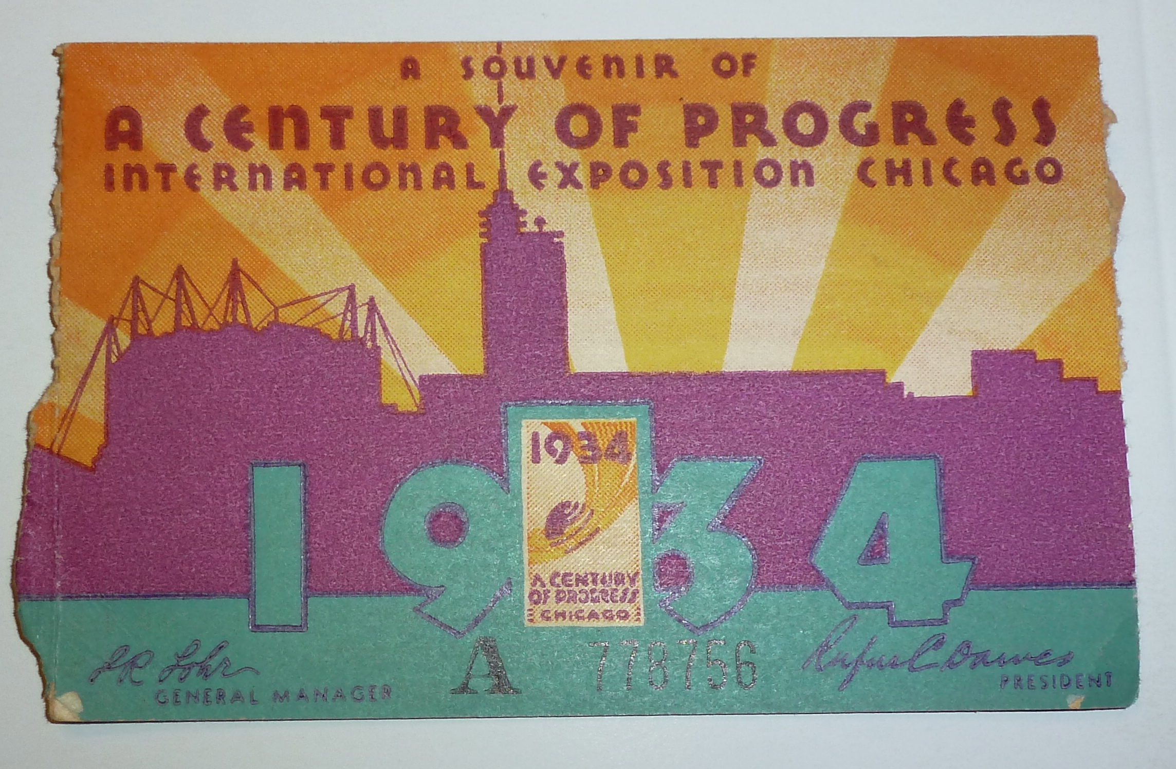 1933-34 Century of Progress Chicago Expo Ticket