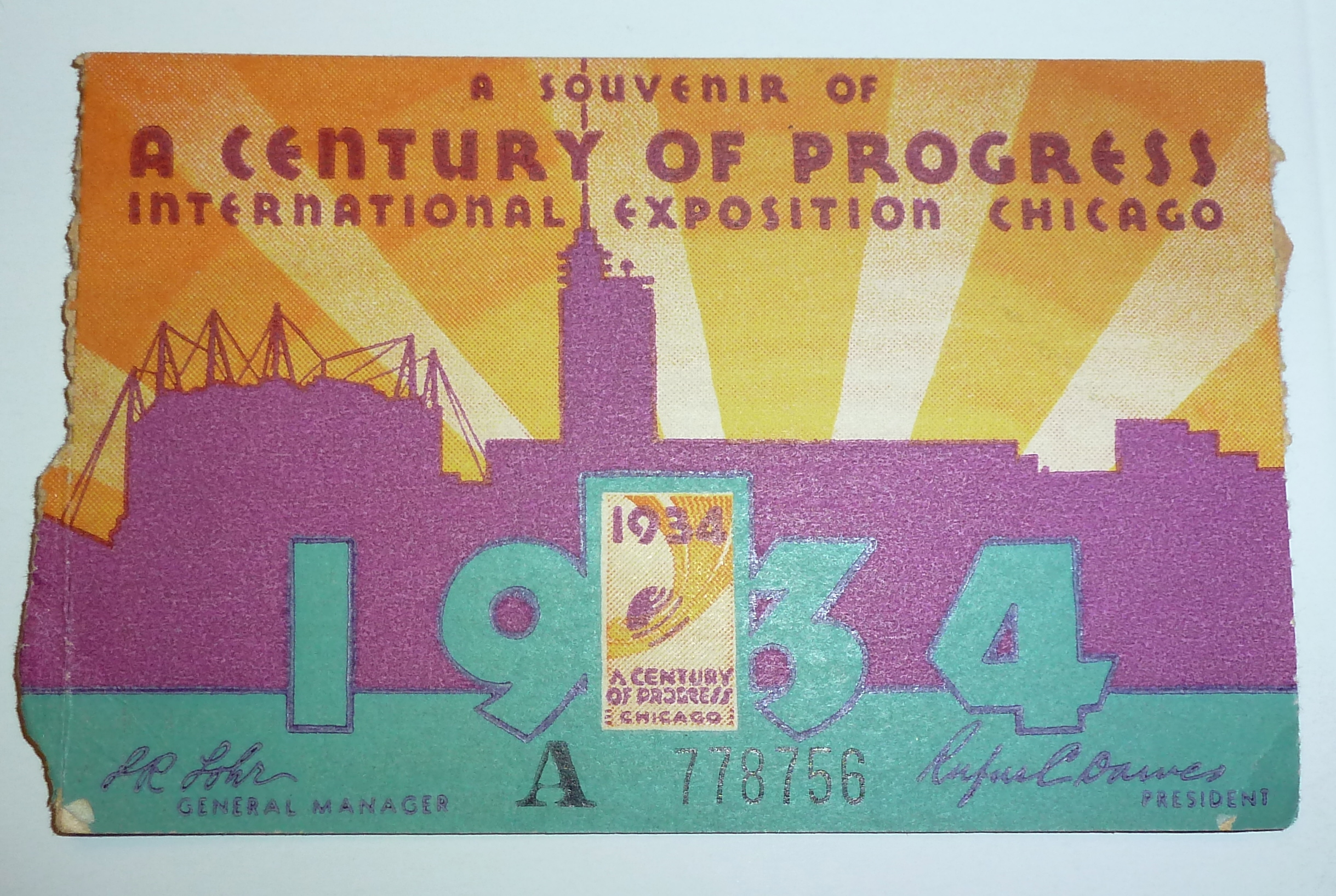 1933-34 Century of Progress Chicago Expo Ticket