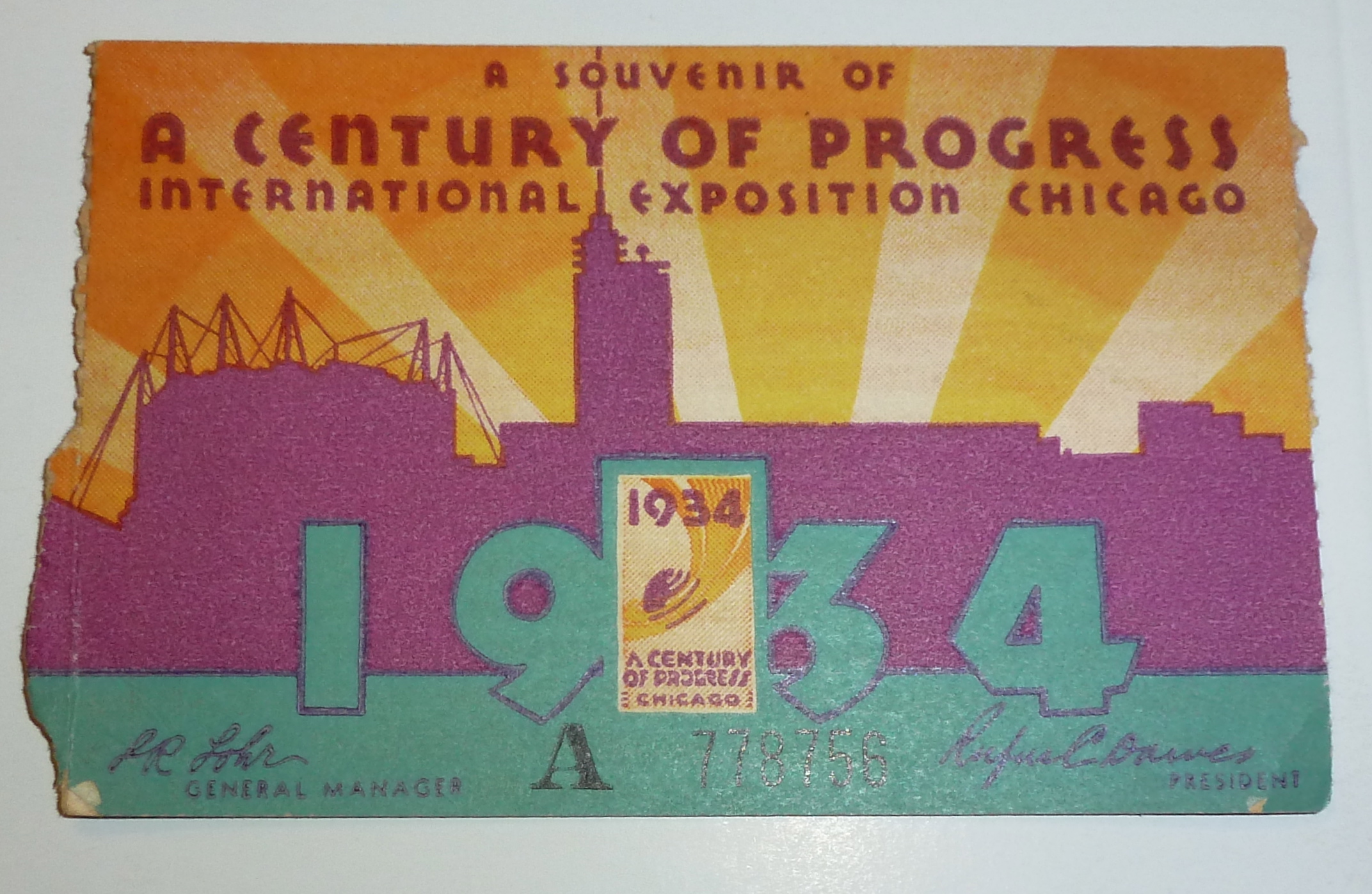 1933-34 Century of Progress Chicago Expo Ticket