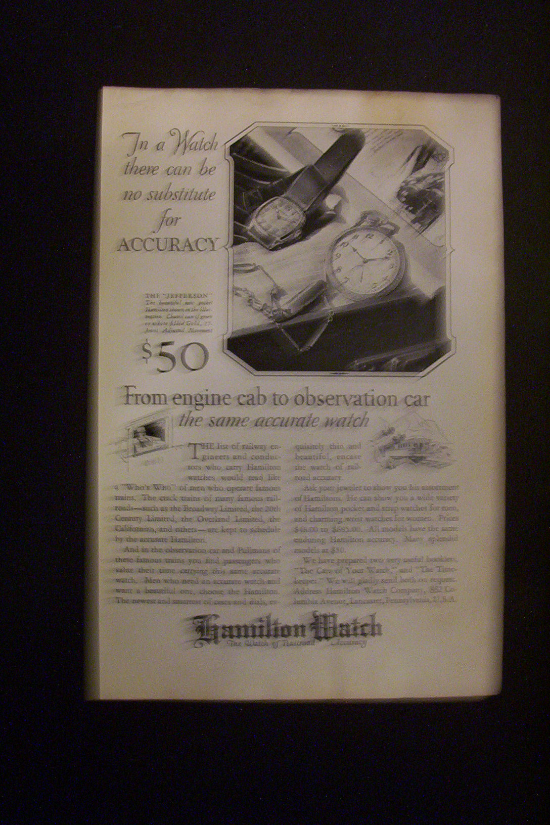 1926 Dual Ad: Cadillac  &  Hamilton  Watch