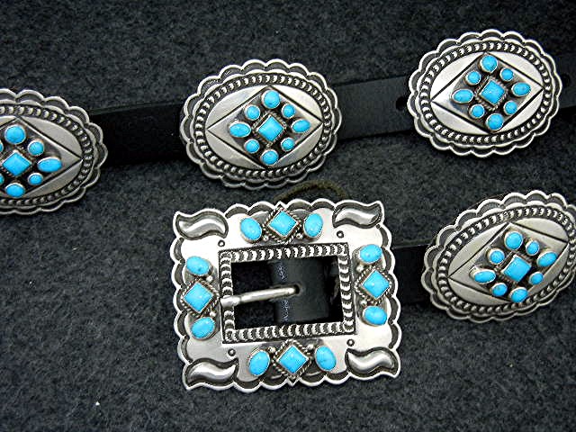 Navajo Sterling Silver Darrel Cadman  Turquoise Belt