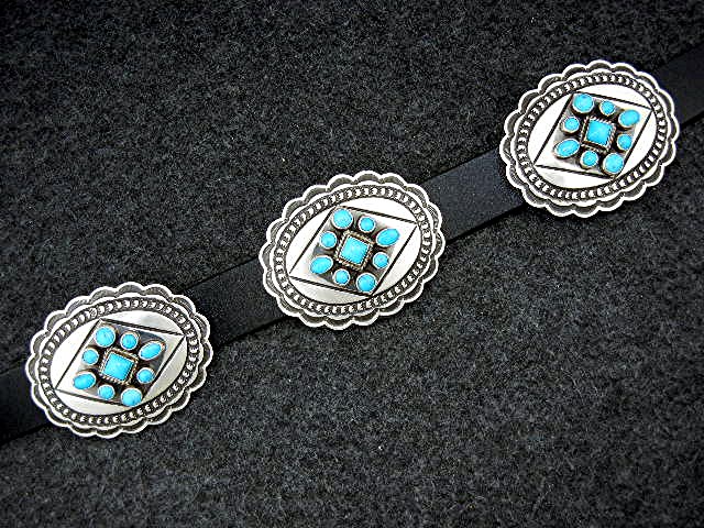 Navajo Sterling Silver Darrel Cadman  Turquoise Belt