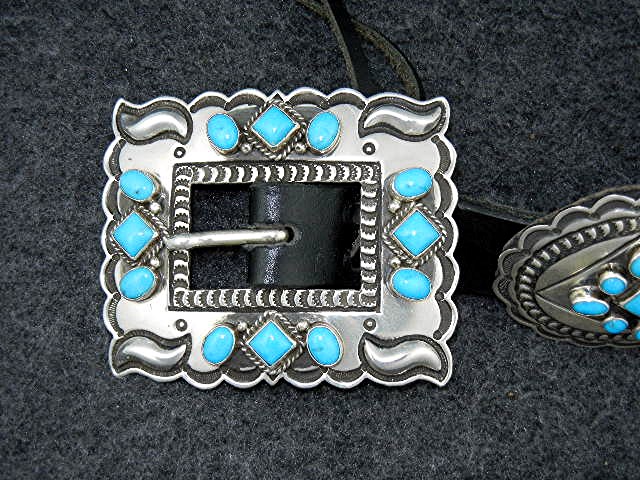 Navajo Sterling Silver Darrel Cadman  Turquoise Belt