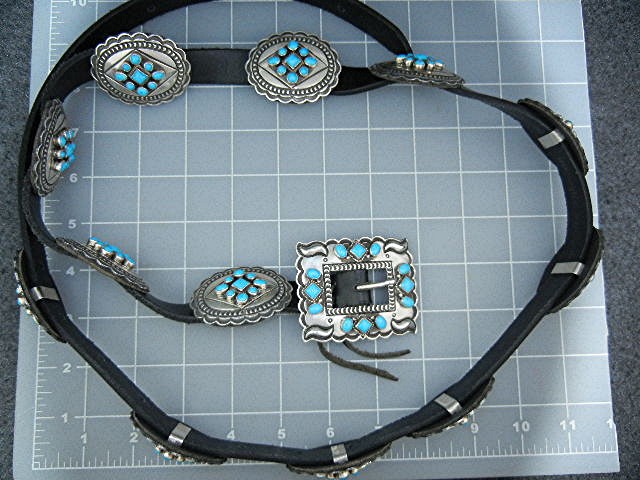 Navajo Sterling Silver Darrel Cadman  Turquoise Belt