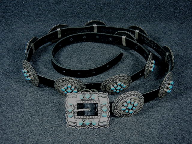 Navajo Sterling Silver Darrel Cadman  Turquoise Belt