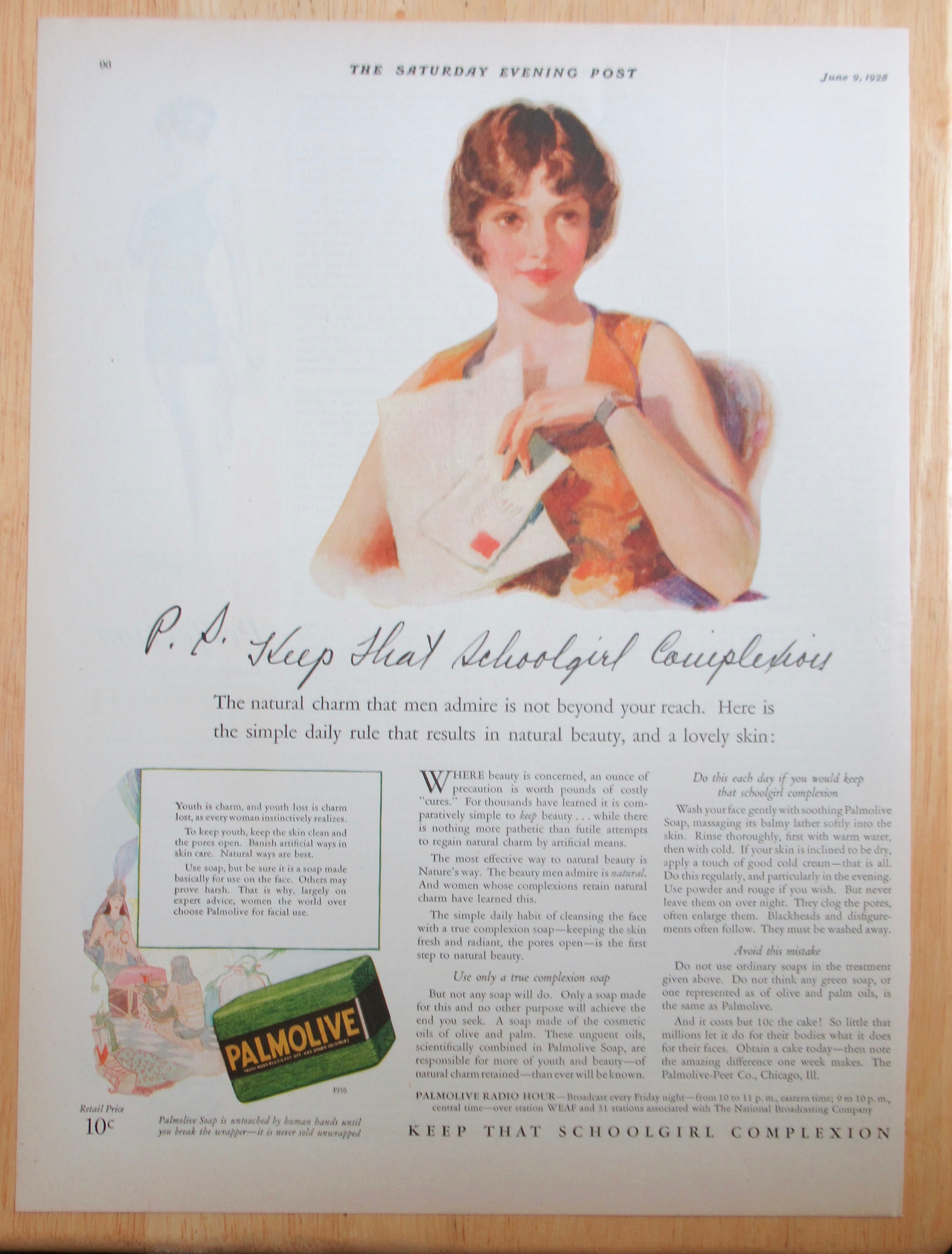 1928 Palmolive Soap with Woman Holding Letter