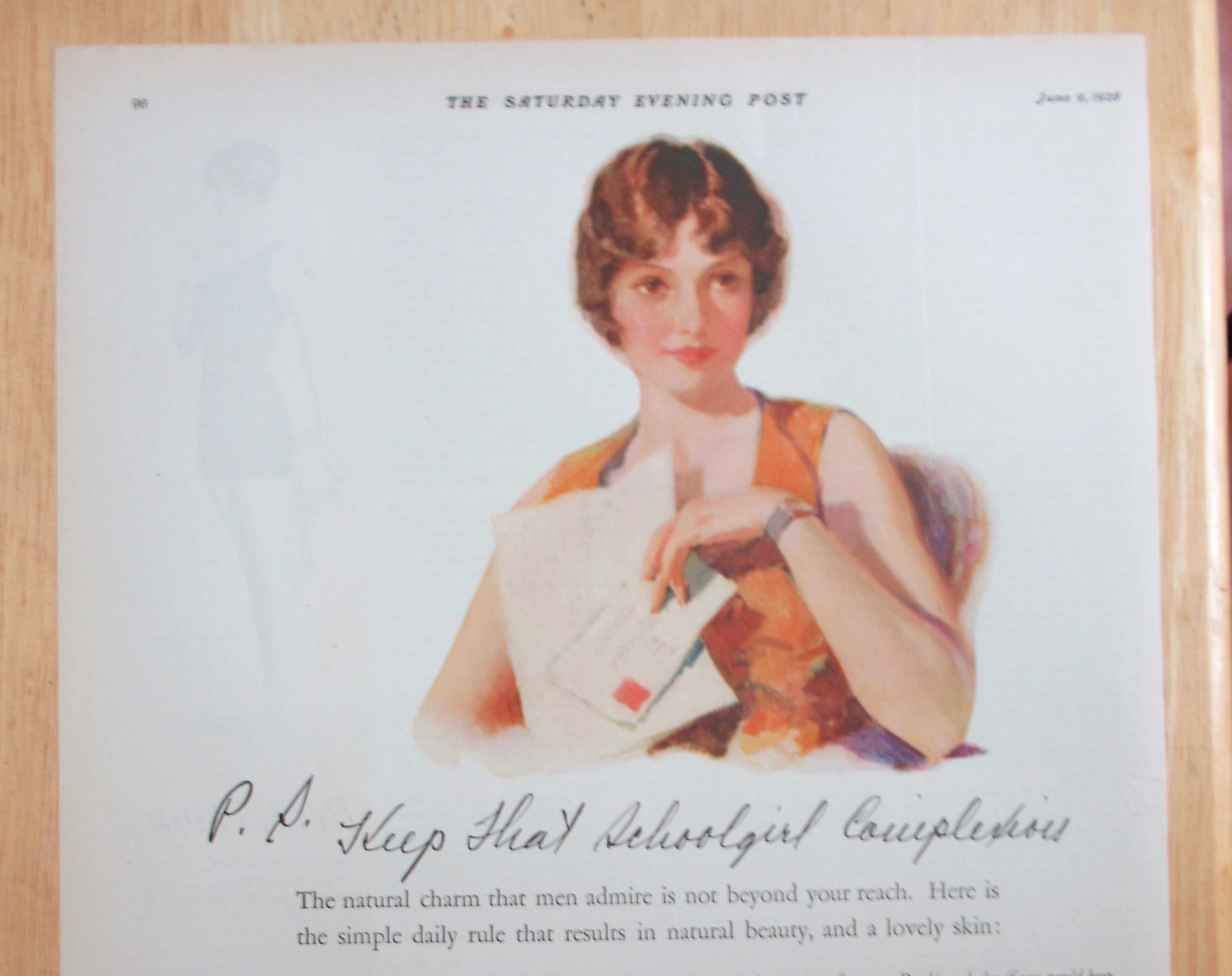 1928 Palmolive Soap with Woman Holding Letter