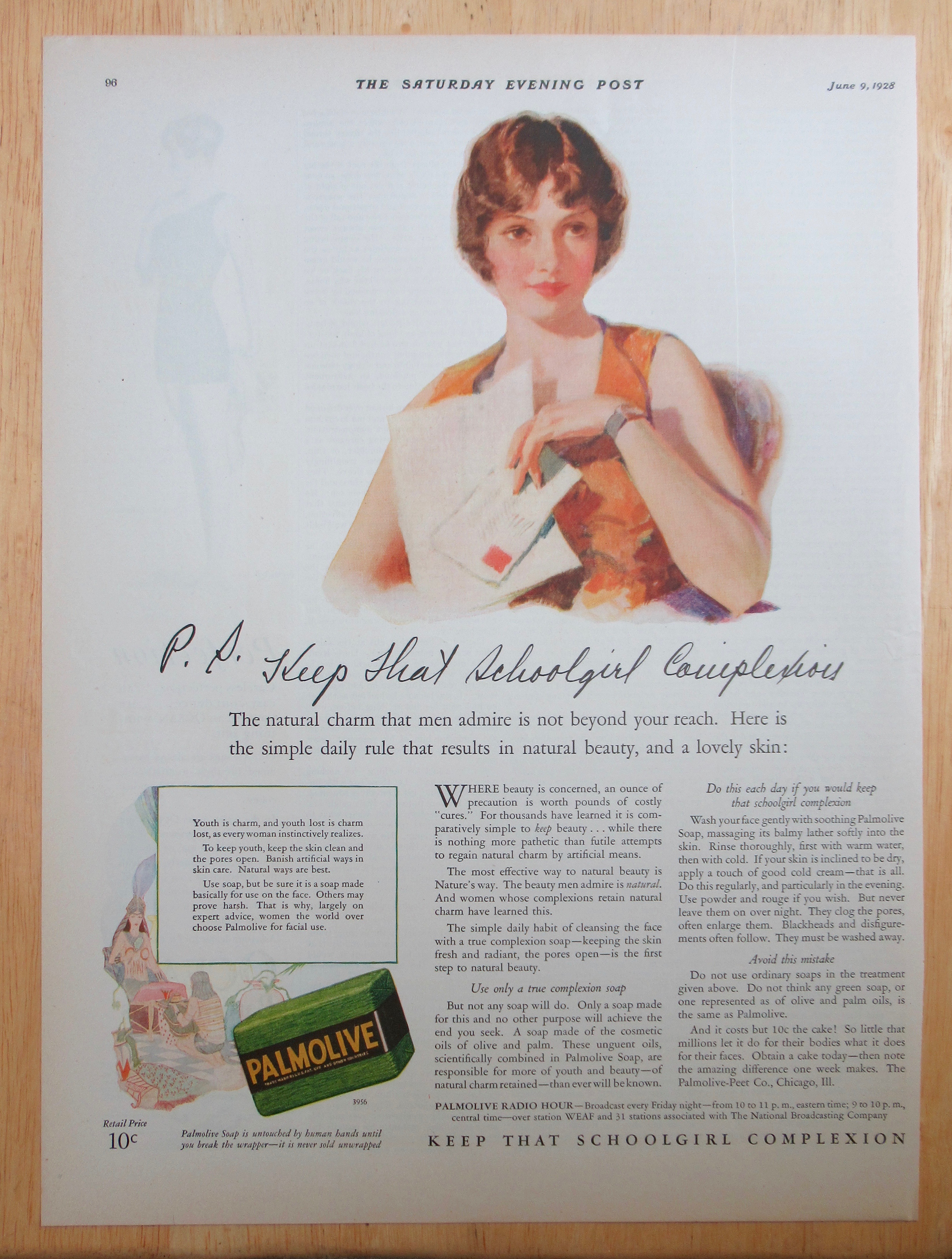 1928 Palmolive Soap with Woman Holding Letter