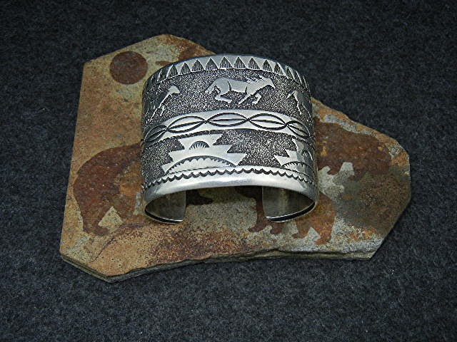 Navajo Tommy Singer Snr Horses Sterling Silver Cuff