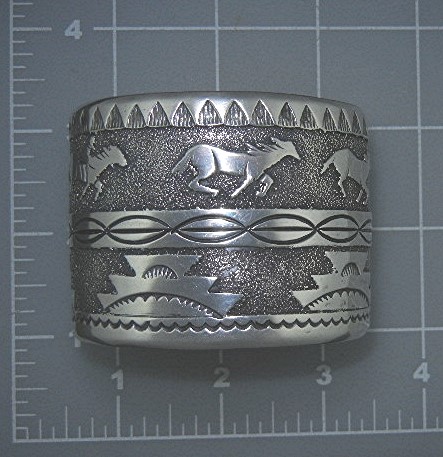 Navajo Tommy Singer Snr Horses Sterling Silver Cuff