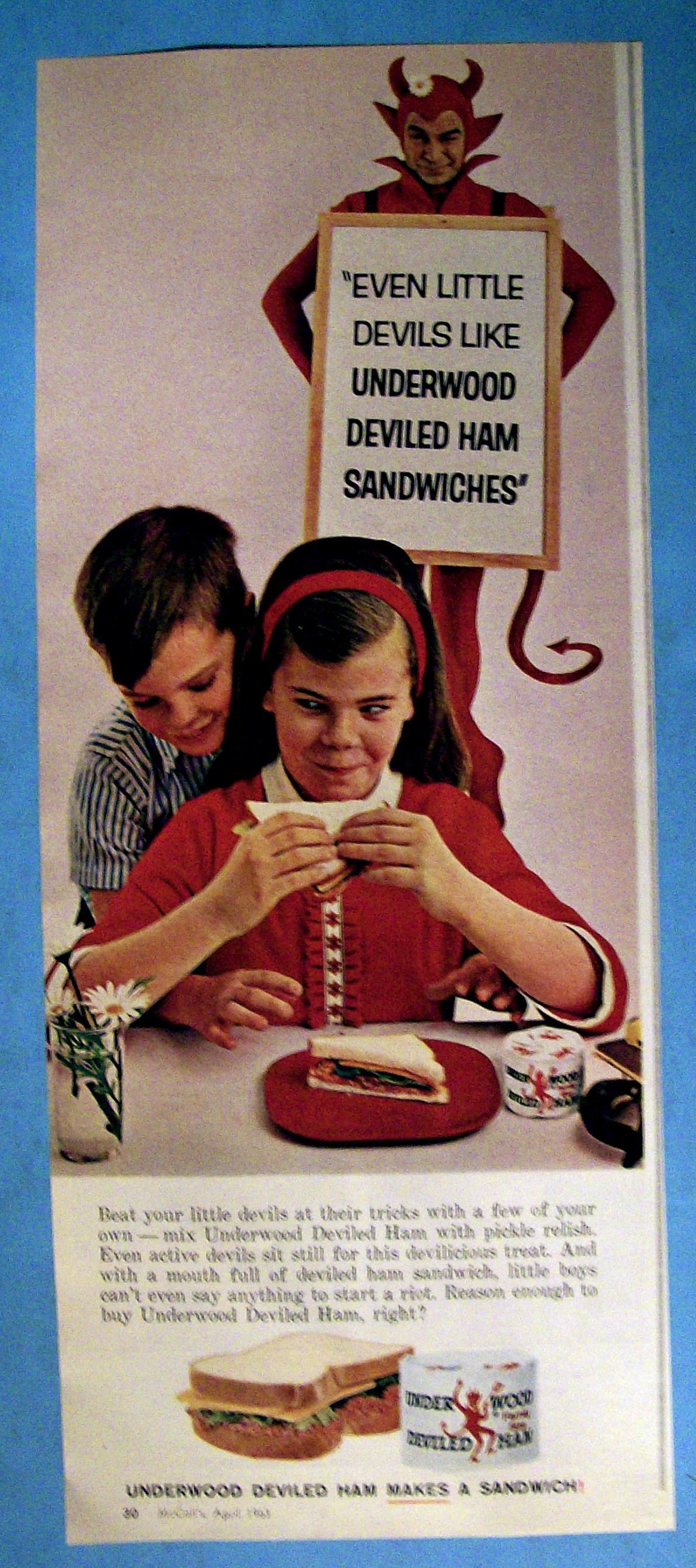 1963 Underwood Deviled Ham w/Girl Eating a Sandwich