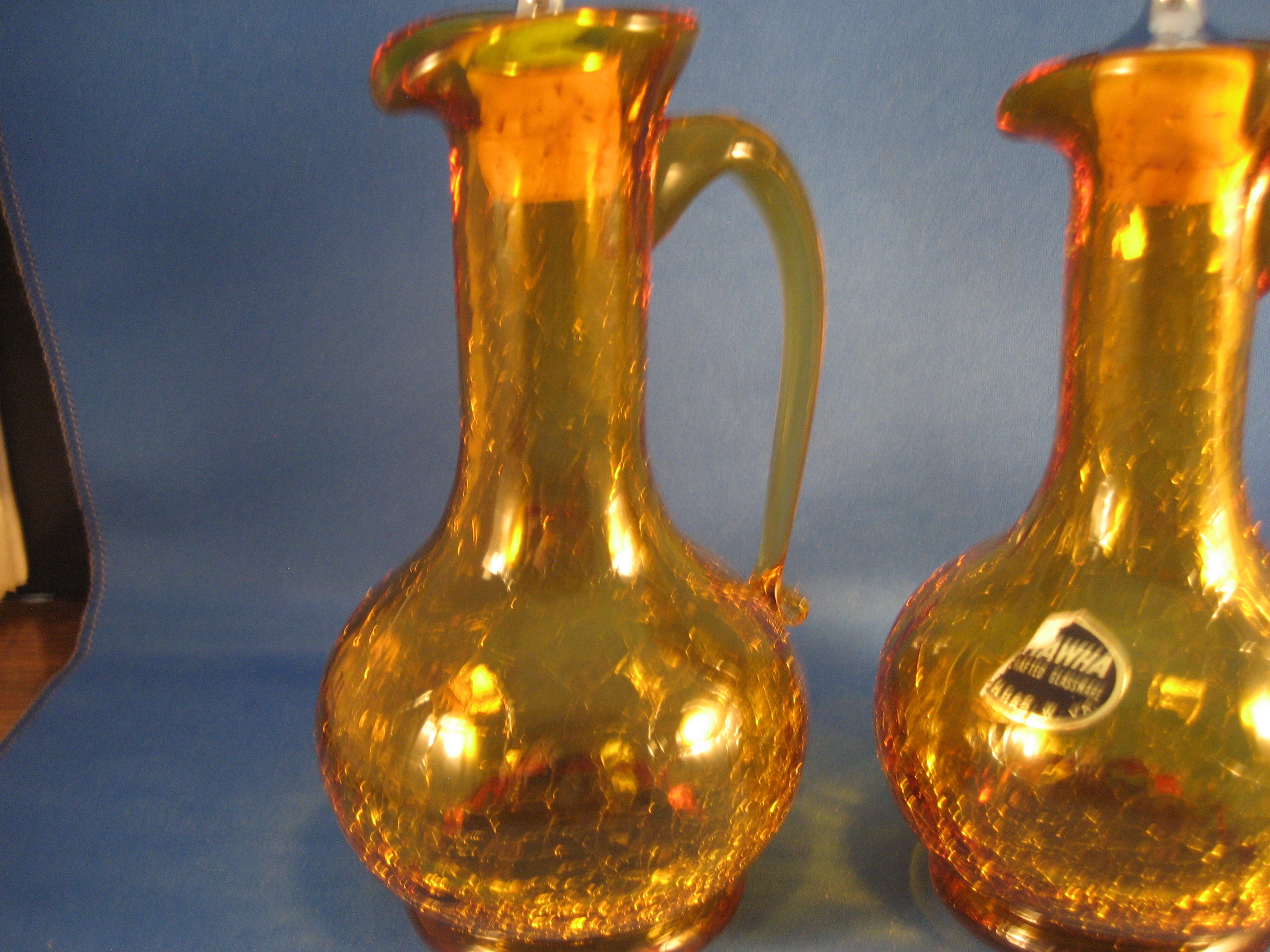 Crackle Glass Cruets from Kanawha