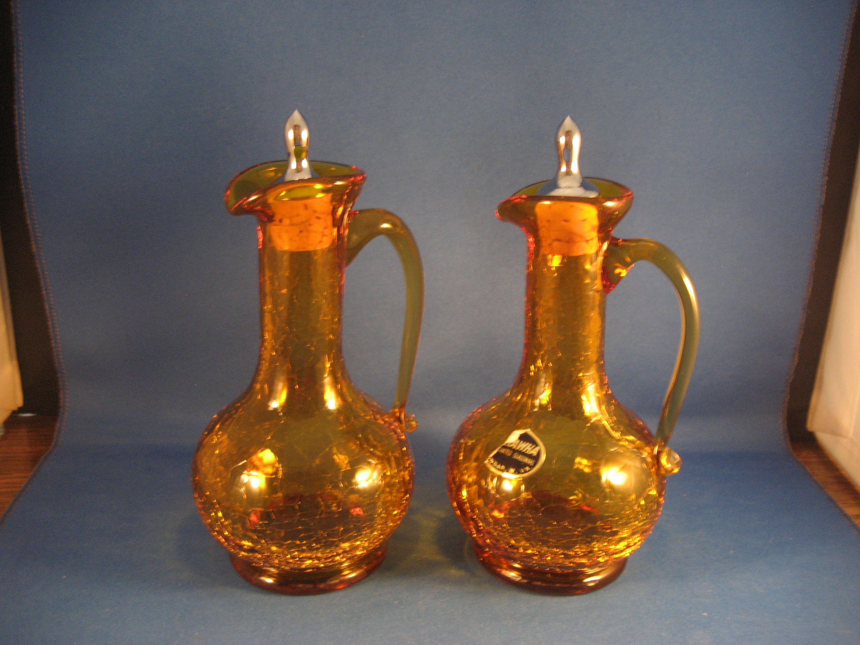 Crackle Glass Cruets from Kanawha