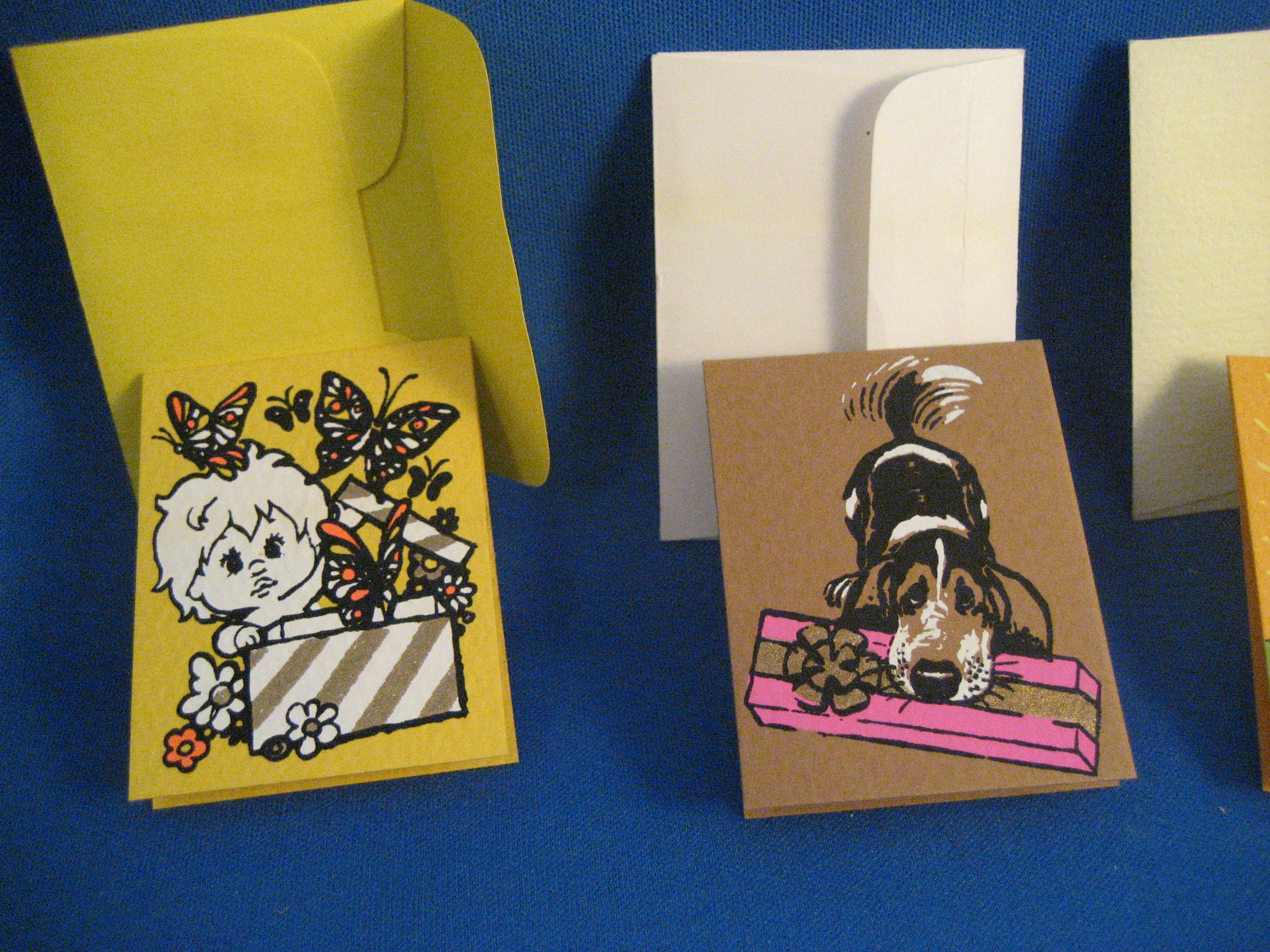 Vintage Silk Screen Miniature Greeting Cards