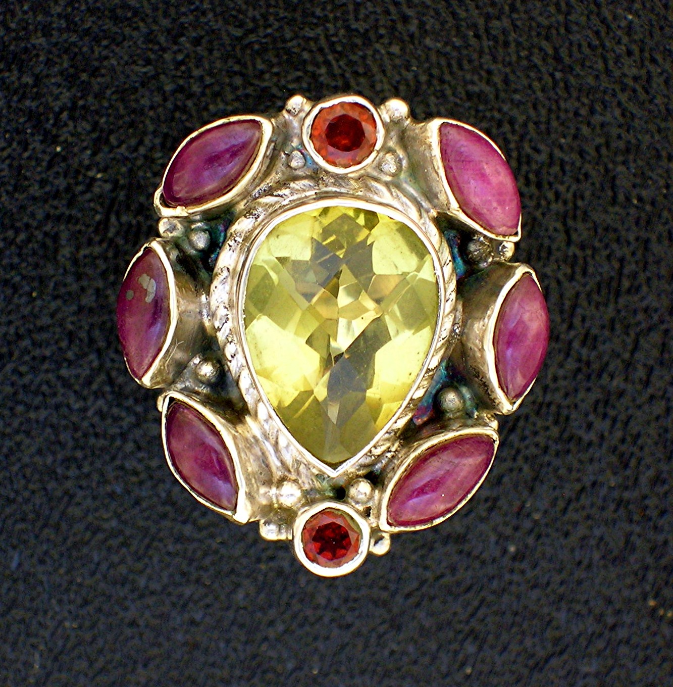 Citrine Ruby Garnet Sterling Silver Ring
