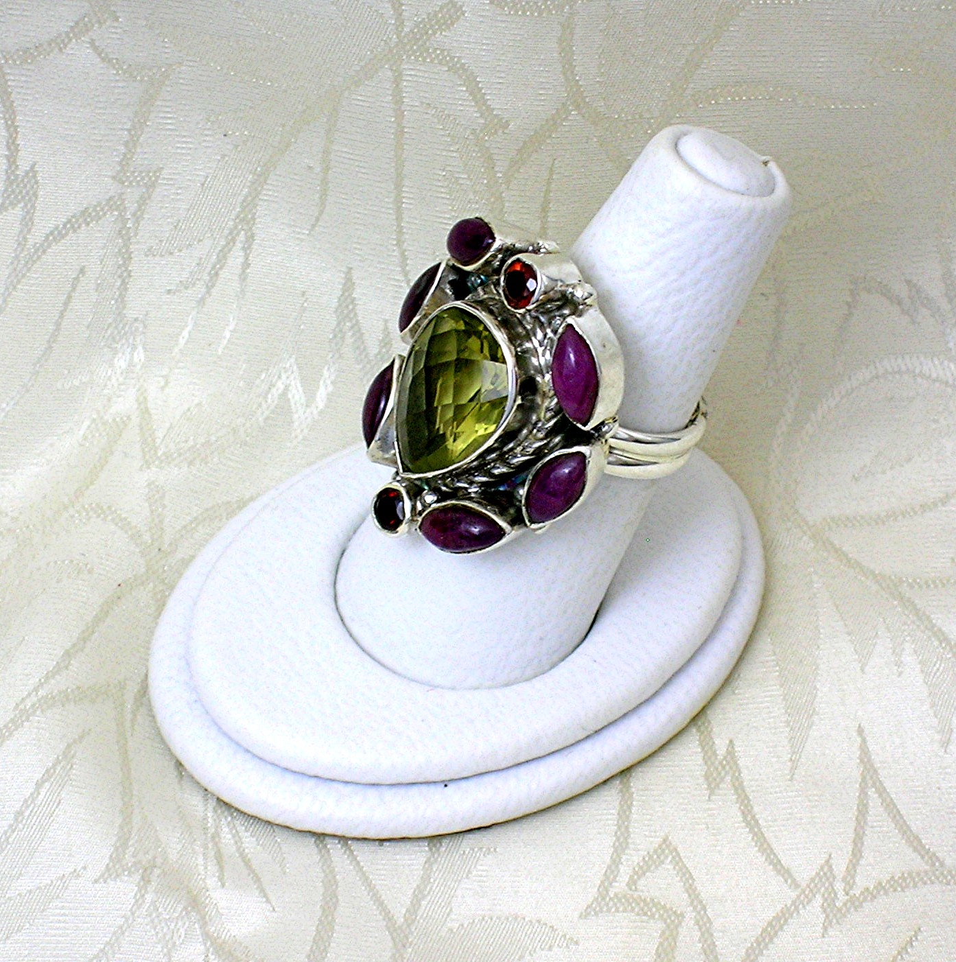 Citrine Ruby Garnet Sterling Silver Ring