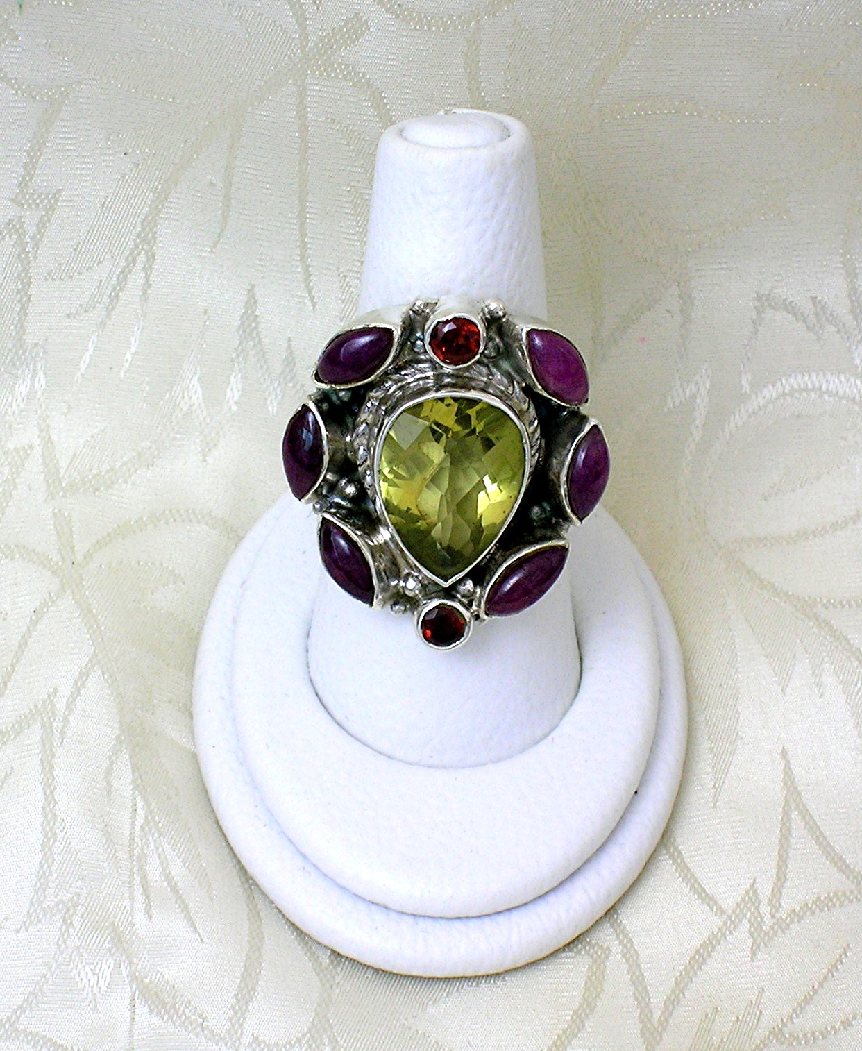 Citrine Ruby Garnet Sterling Silver Ring