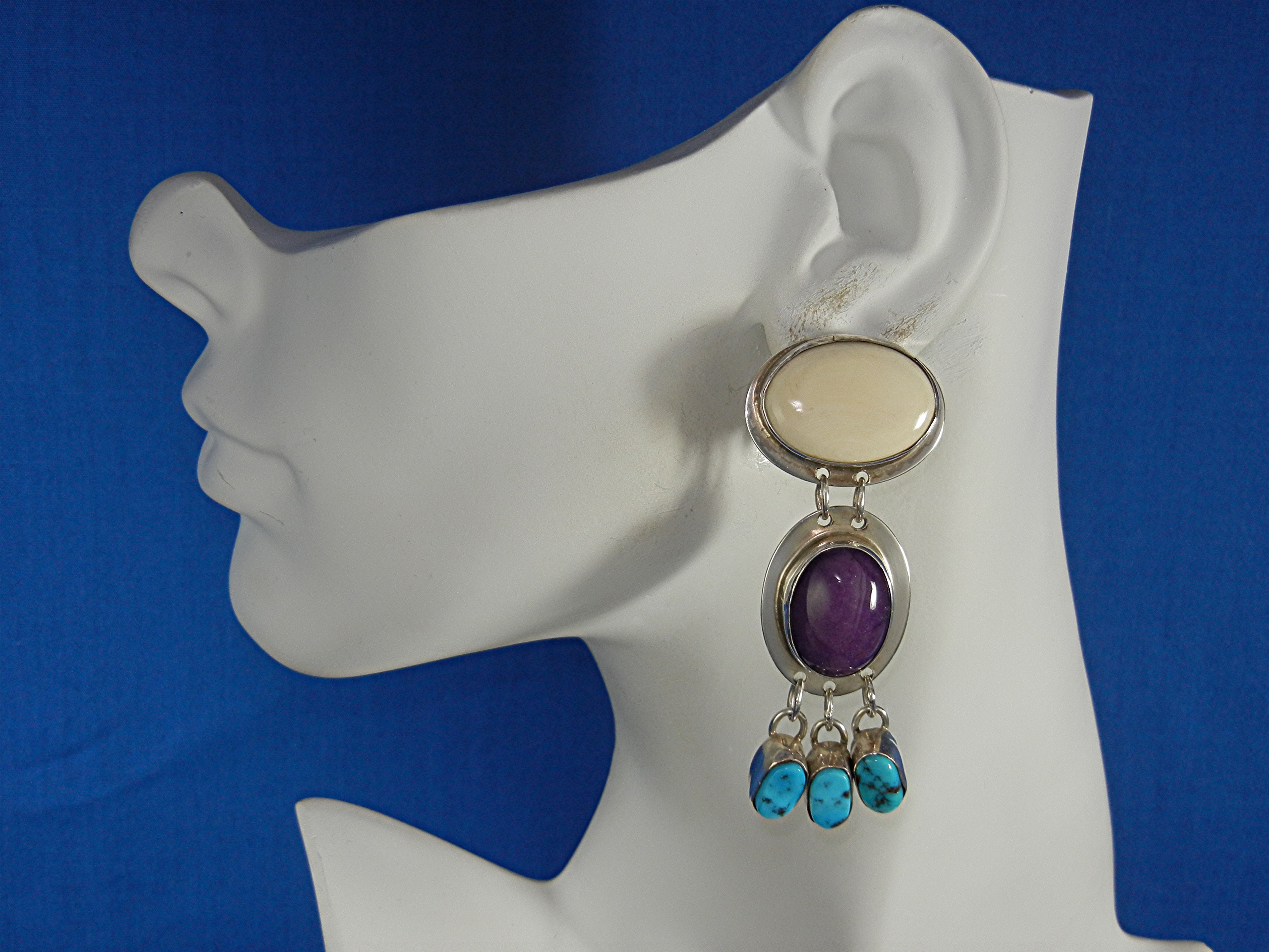Navajo Sterling Silver Sleeping Beauty Clip Artist Earr