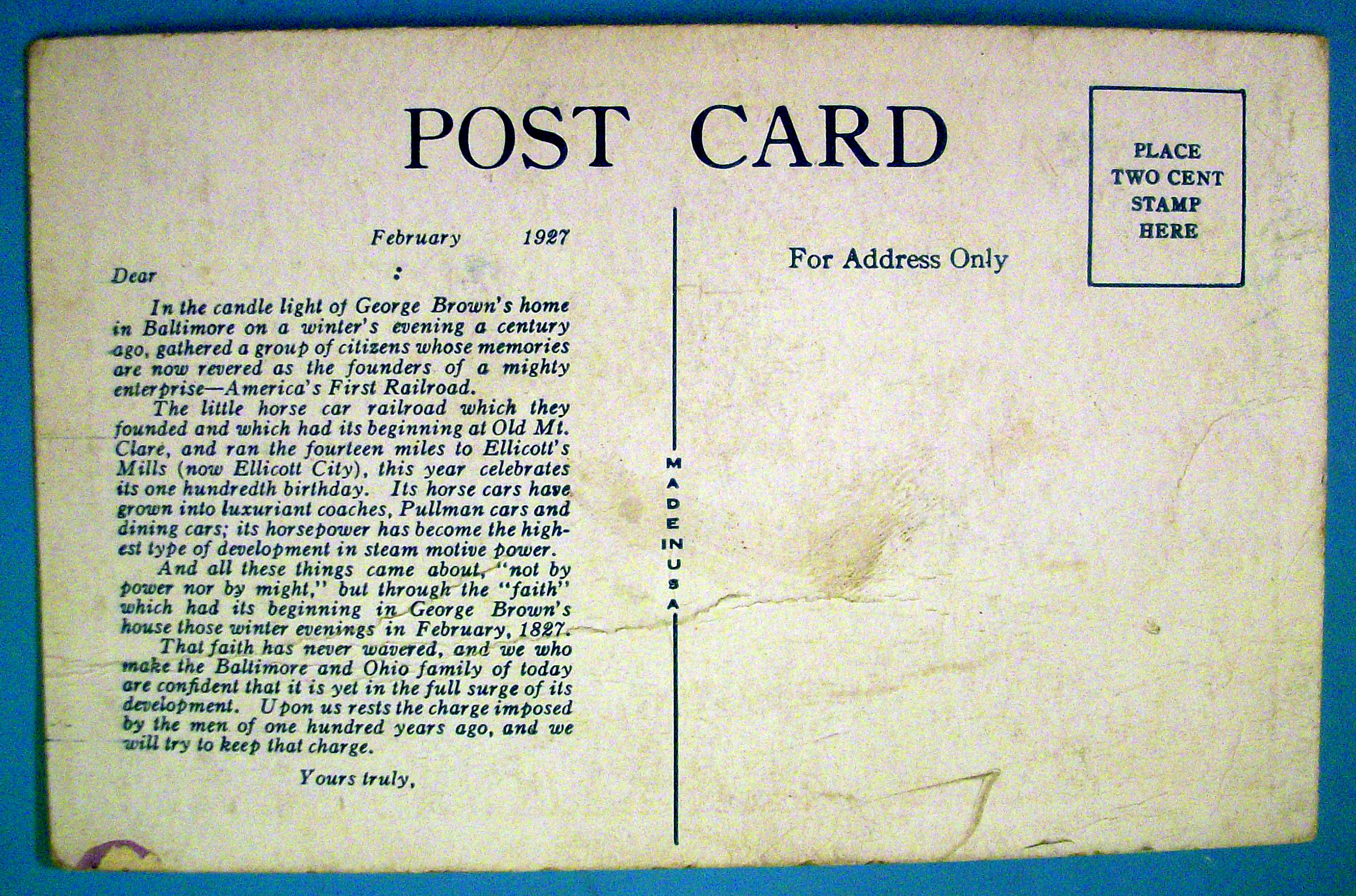 Founders Of Baltimore Postcard By Herbert D. Stitt