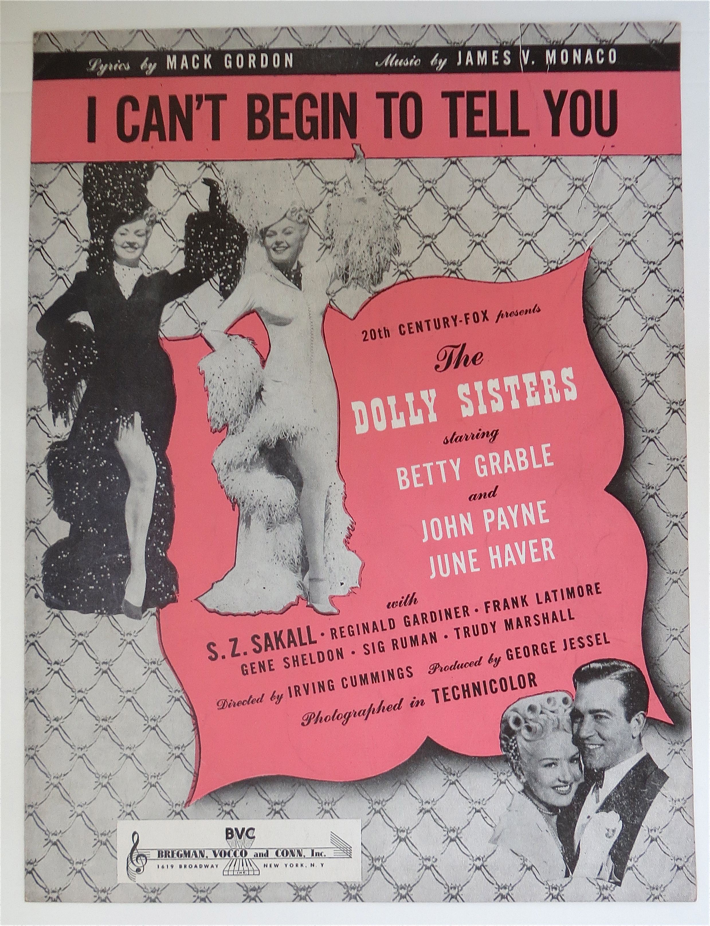 Sheet Music/1945 I Can't Begin To Tell You-Betty Grable